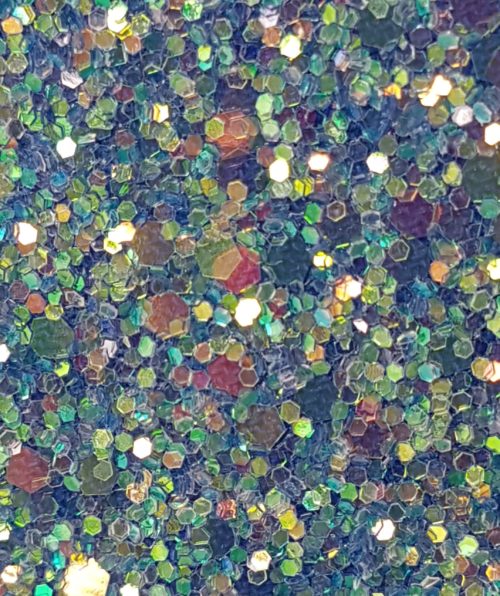 Glitter wallpaper encrusted with glitter pieces in a shade of blue with iridescent particles from Glitter Bug Wallpaper.