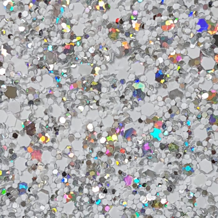 Glitter wallpaper encrusted with glitter pieces in a shade of white with iridescent particles from Glitter Bug Wallpaper.